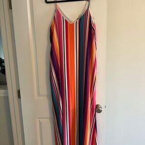 Aura Collective Multicolor Striped Maxi Vacation Dress